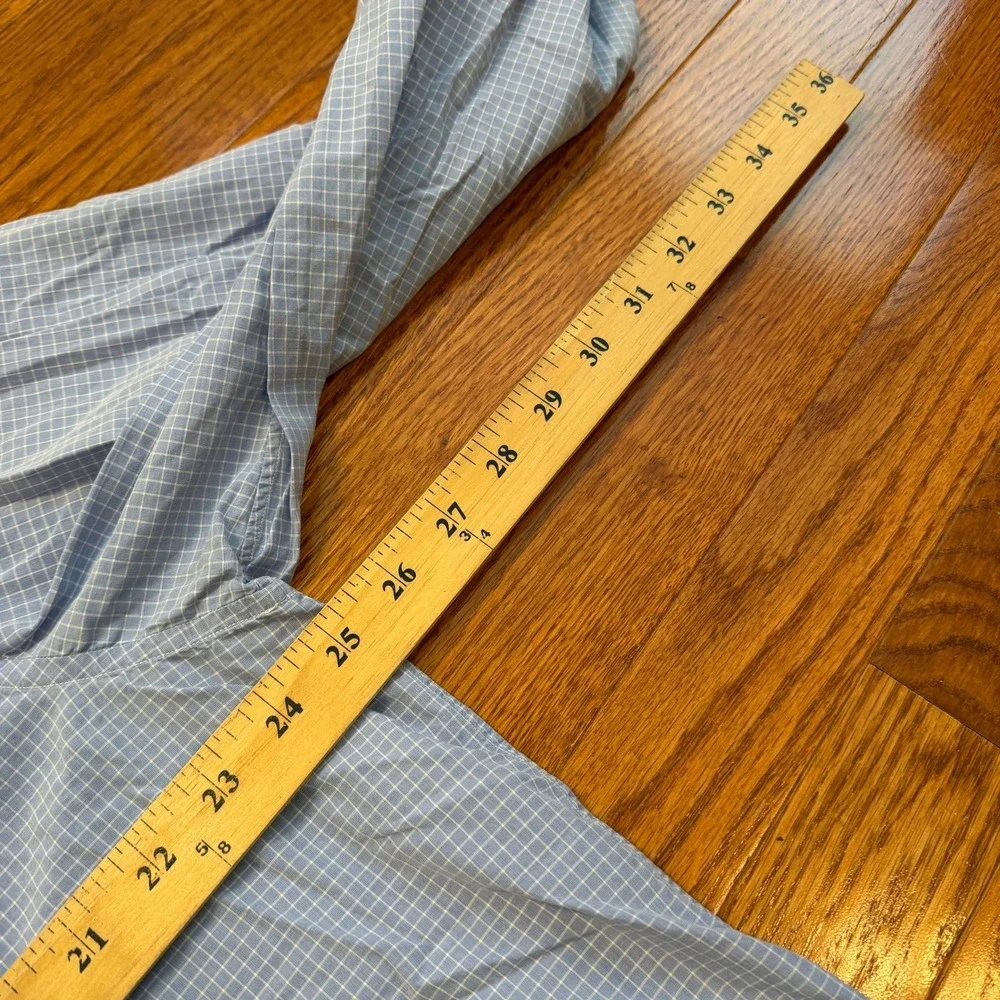 Brioni Button-Down Dress Shirt Fits Mens 17.5 Blue White Check Italy Cotton